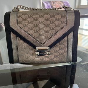 Michael Kors Whitney black and silver purse